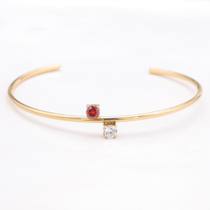 Stainless Steel Adjustable Open Bangle With 5A Zircon