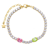 Stainless Steel Adjustable Tennis Pendent Bracelet with 5A Zircon