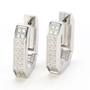 Stainless Steel Geometric Hoop Earrings with Two Row Zircon