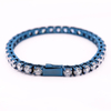 Stainless Steel PVD Blue Tennis Chain With White CZ