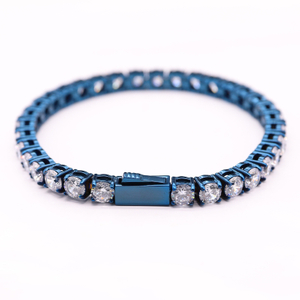 Stainless Steel PVD Blue Tennis Chain With White CZ