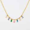 Stainless Steel Pendent Necklace With Colorful Zircon