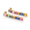 Stainless Steel Mixed Color Drop Earring with Mixed Shape Zircon