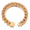 Stainless Steel Gold flat Cuban Chain With All Zircon