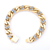 Stainless Steel Gold flat Cuban Chain With 5A Zircon