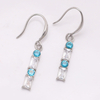 Stainless Steel Drop Earring with Square Zircon 