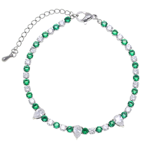 Stainless Steel Adjustable Tennis Bracelet with Pear 5A Zircon
