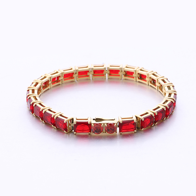 Stainless Steel Tennis Chain With Rectangle Corundum