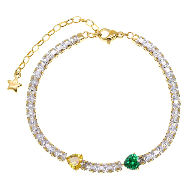 Stainless Steel Adjustable Tennis Pendent Bracelet with 5A Zircon