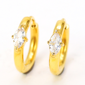 Stainless Steel Gold Hoop Earring with Zircon In Multiple Shapes