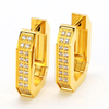Stainless Steel Geometric Hoop Earrings with Two Row Zircon