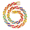 Stainless Steel Enamel Prong Cuban Chain with 5A Zircon
