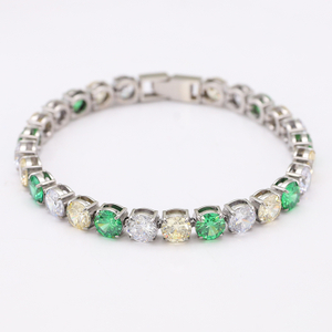 Stainless Steel Tennis Bracelet With Colorful CZ