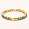 Stainless Steel 18K Gold Tennis Chain With Green CZ