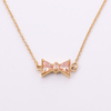 Stainless Steel Gold Bow Pendent Necklace with 5A Zircon