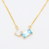 Stainless Steel Square Pendent Necklace with 5A Zircon