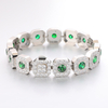 Stainless Steel Miami Baggutte Square Cuban Chain with Green Zircon