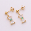 Stainless Steel Bow Drop Earring with 5A Zircon 