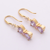 Stainless Steel Bow Drop Earring with 5A Zircon 