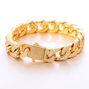 Stainless Steel Flat Cuban Chain With 5A Zircon