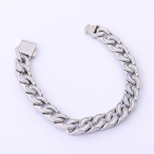 Stainless Steel Silver Enamel Cuban Chain