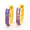 Stainless Steel Geometric Hoop Earrings with 5A Zircon