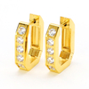 Stainless Steel Geometric Hoop Earrings with Single Zircon