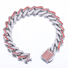 Stainless Steel Silver Prong Cuban Chain With Two Color Zircon