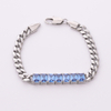 Stainless Steel Cuban Chain Bracelet With Colorful Rectangle Zircon