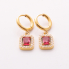Stainless Steel Drop Earring With Colorful Zircon