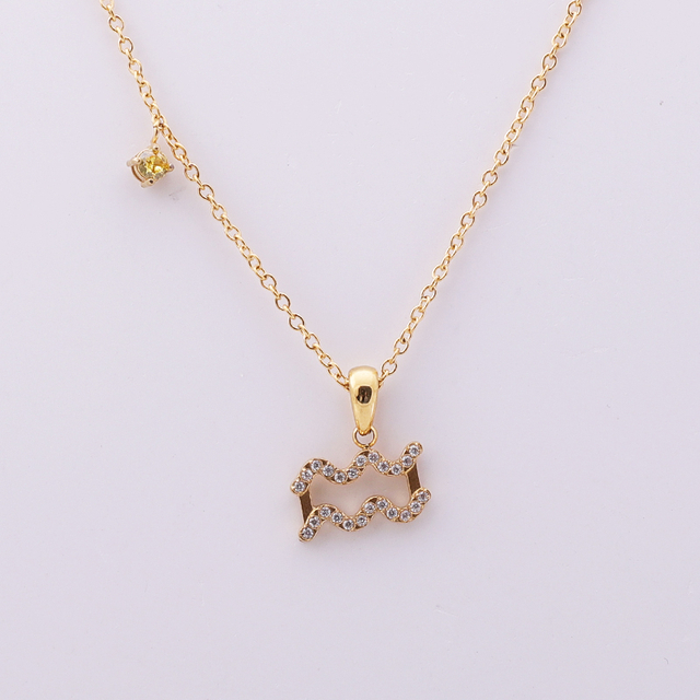 Stainless Steel 12 Zodiac Character Pendant Necklace With 5A Zircon