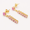 Stainless Steel Drop Bar Stud Earrings With 5A Zircon