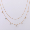 Stainless Steel Double Chain Pendant Necklace With 5A Zircon