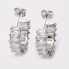 Stainless Steel C-shaped Stud Earring with 5A Zircon