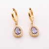 Stainless Steel Drop Earring With Colorful Zircon