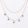 Stainless Steel Double Chain Pendant Necklace With 5A Zircon