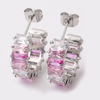 Stainless Steel C-shaped Stud Earring with 5A Zircon