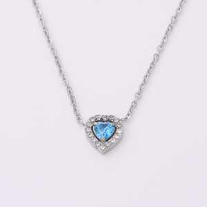 Stainless Steel Pendant Necklace with Colorful 5A Zircon