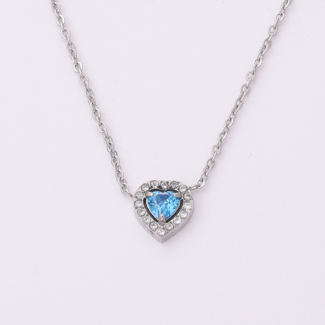 Stainless Steel Pendant Necklace with Colorful 5A Zircon