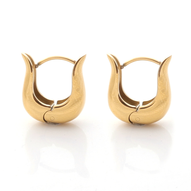 Stainless Steel Geometric Wide U Shaped Hoop Earring