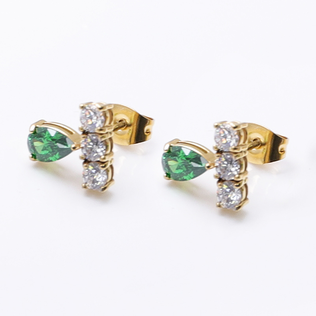 Stainless Steel Handmade Charm Stud Earrings With 5A Zircon