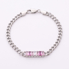 Stainless Steel Cuban Chain Bracelet With Colorful Rectangle Zircon
