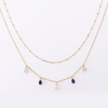 Stainless Steel Double Chain Pendant Necklace With 5A Zircon