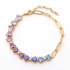 Stainless Steel Bow Bracelet with Heart 5A Zircon 