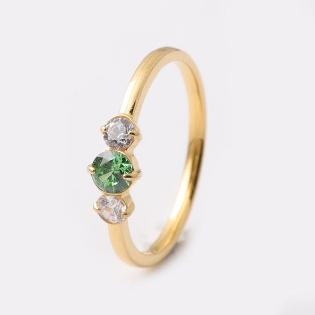 Stainless Steel Fashion Ring with Round 5A Zircon