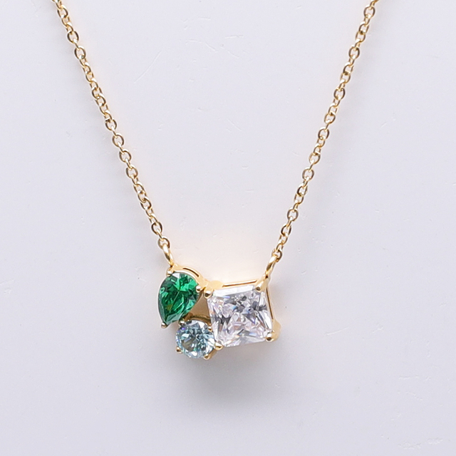Stainless Steel Geometric Pendant Necklace With 5A Zircon