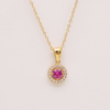 Stainless Steel Gemstone Charm Pendant Necklace With 5A Zircon