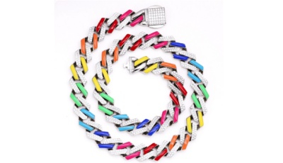 Stainless Steel Enamel Prong Cuban Chain with 5A Zircon.jpg