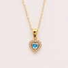 Stainless Steel Gemstone Charm Pendant Necklace With 5A Zircon