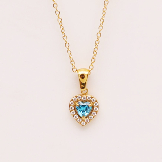 Stainless Steel Gemstone Charm Pendant Necklace With 5A Zircon